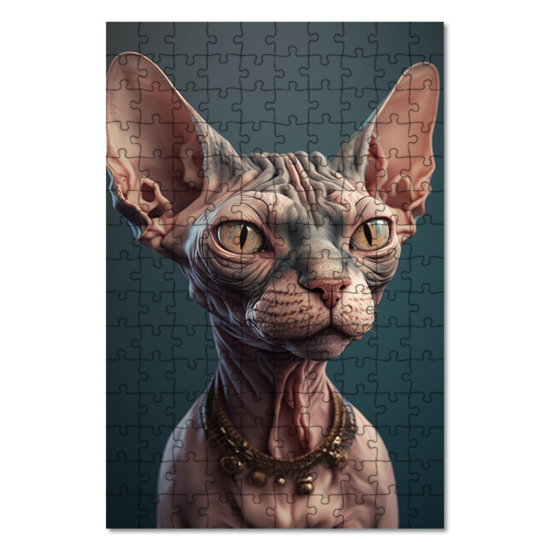 Wooden Puzzle Sphynx cat watercolor