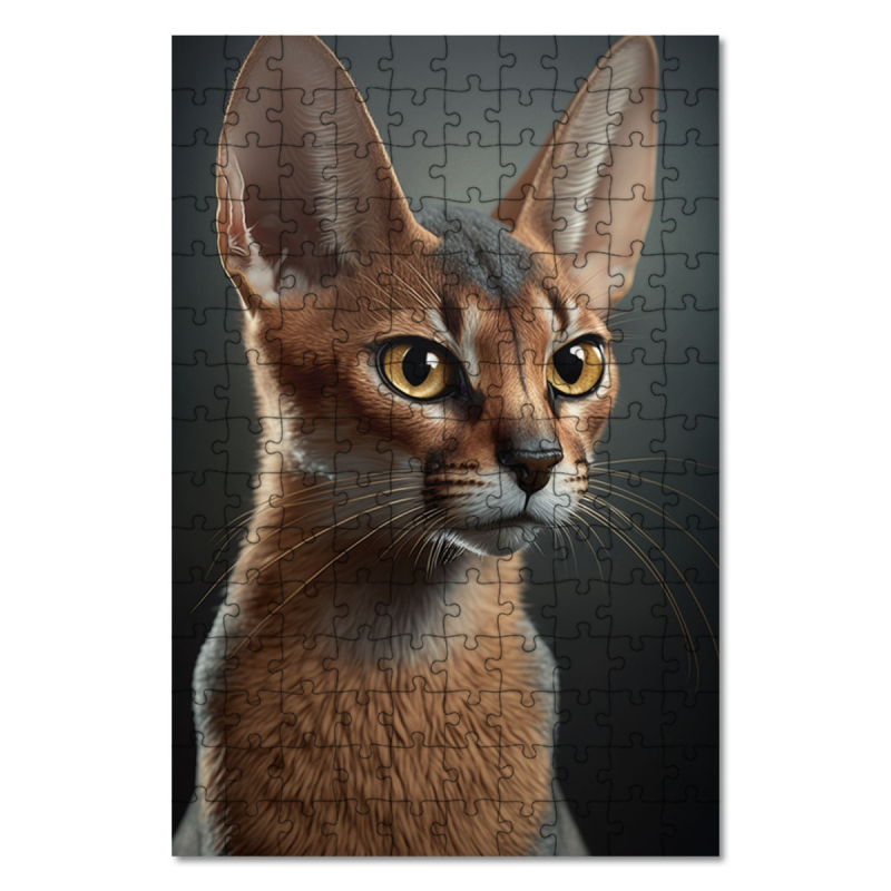 Wooden Puzzle Abyssinian cat watercolor