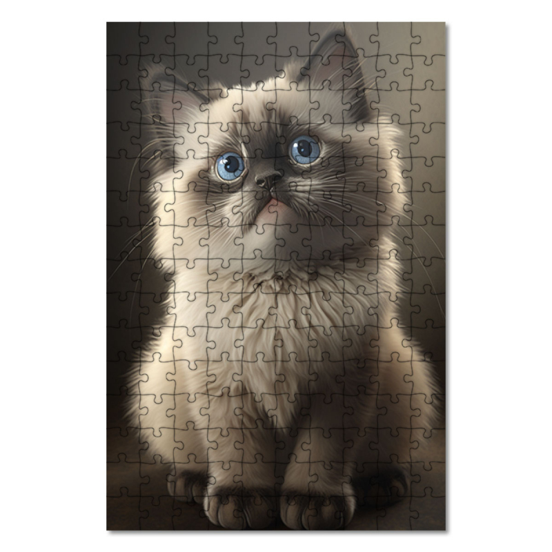 Wooden Puzzle Ragdoll cat watercolor