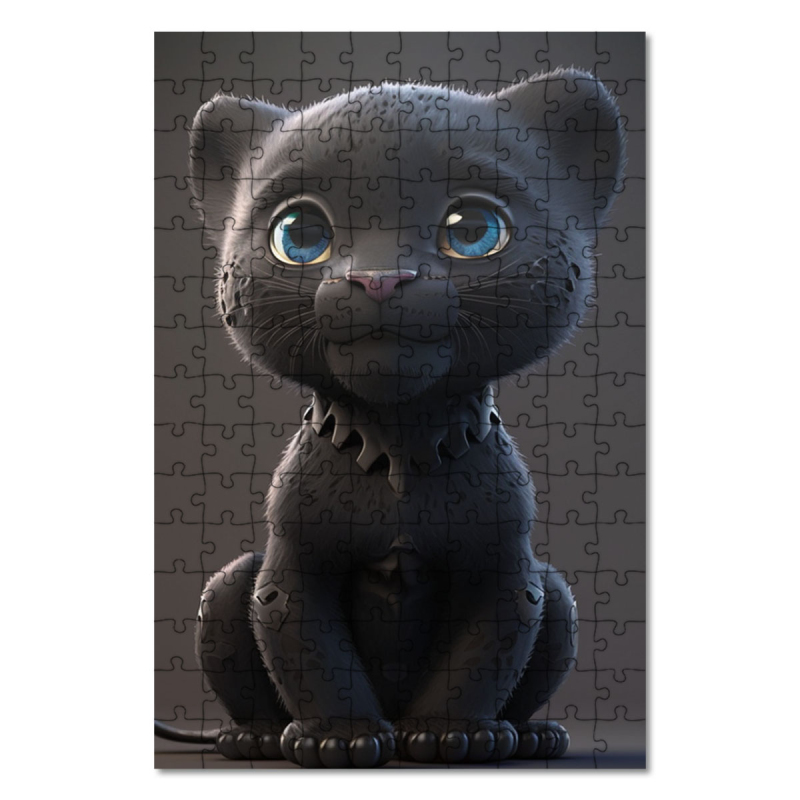 Wooden Puzzle Cute animated panther