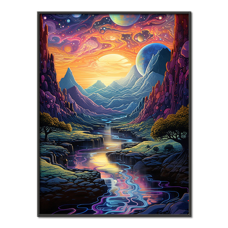outer space landscape with a river