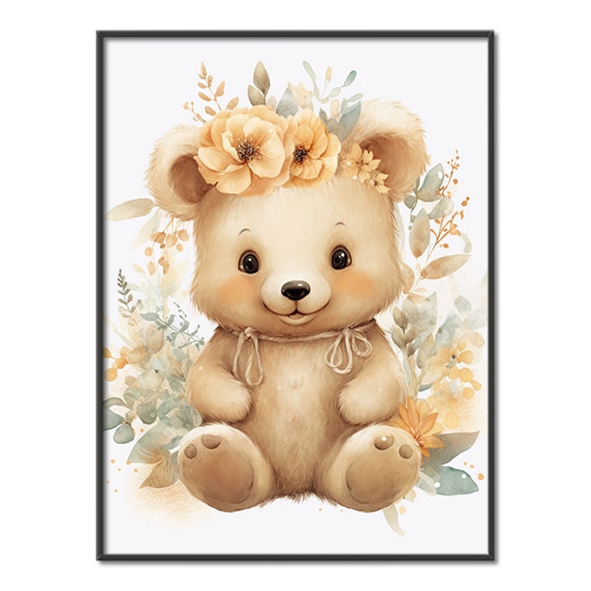 Bear cub in flowers