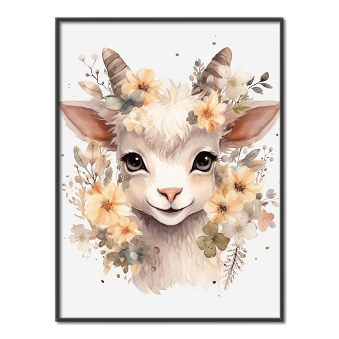 Baby goat in flowers