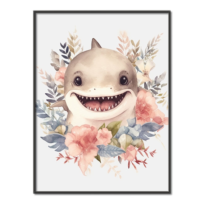 Baby shark in flowers