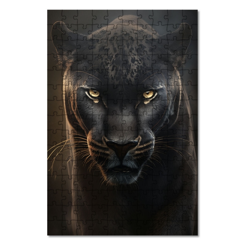 Wooden Puzzle Black panther on the hunt