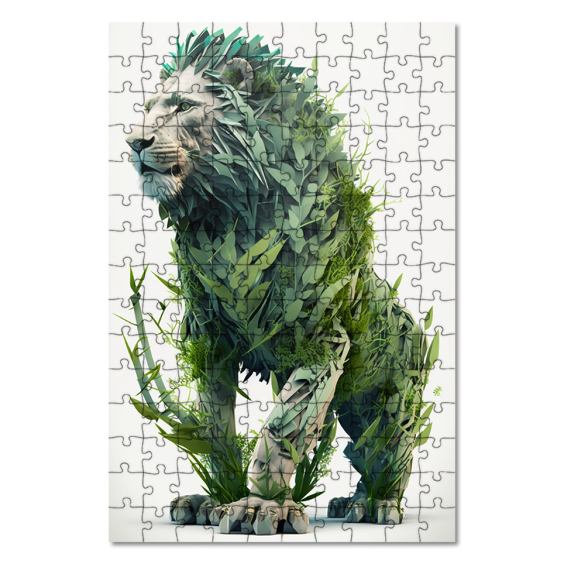 Wooden Puzzle Natural lion