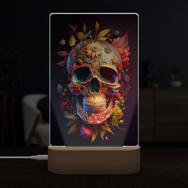 Lamp Decorated skull in flowers 3