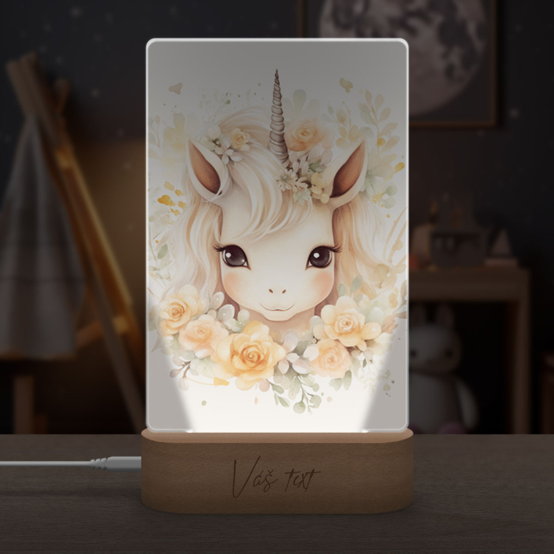 Lamp Baby unicorn in flowers
