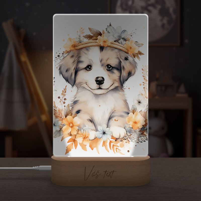 Lamp Young dog in flowers