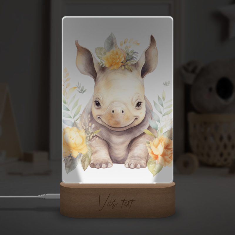 Lamp Baby rhinoceros in flowers
