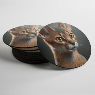 Coasters Abyssinian cat watercolor