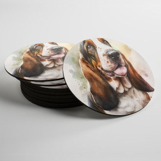 Coasters Basset hound watercolor
