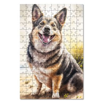 Wooden Puzzle Swedish Vallhund watercolor