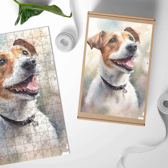 Wooden Puzzle Russell Terrier watercolor