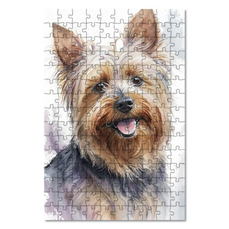 Wooden Puzzle Silky Terrier watercolor