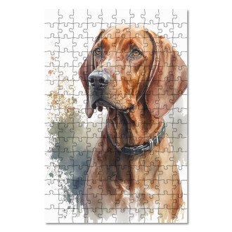 Wooden Puzzle Redbone Coonhound watercolor