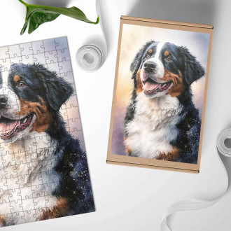 Wooden Puzzle Bernese Mountain Dog watercolor
