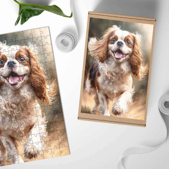 Wooden Puzzle Cavalier King Charles Spaniel watercolor
