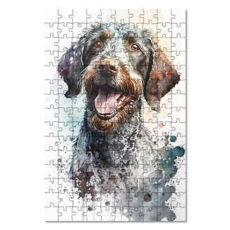 Wooden Puzzle German Wirehaired Pointer watercolor