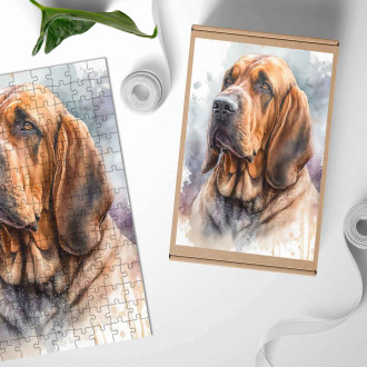 Wooden Puzzle Bloodhound watercolor