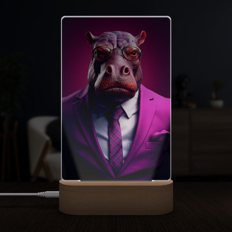 Lamp hippo in suit and tie