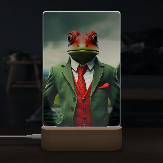 Lamp frog dressed in suit