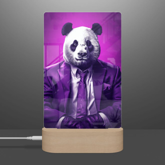 Lamp panda bear in purple suit and tie