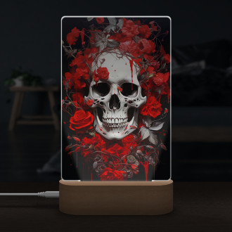 Lamp skull with red flowers
