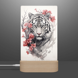 Lamp tiger with red flowers