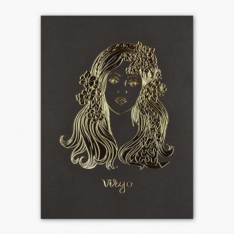 Sign of the Zodiac Virgo 3D Real Gold Poster