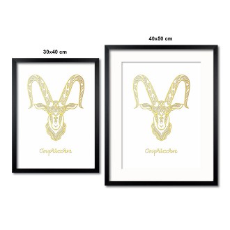 Sign of the Zodiac Capricorn white 3D Real Gold Poster