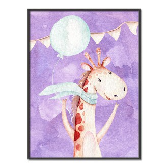 Giraffe with balloon kids Poster