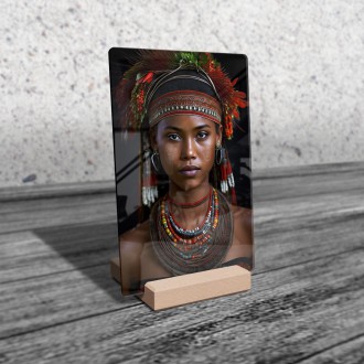 Acrylic glass Woman with tribal headdress 1