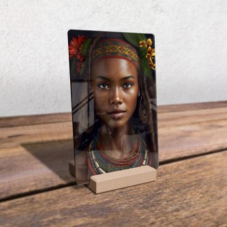 Acrylic glass Woman with tribal headdress