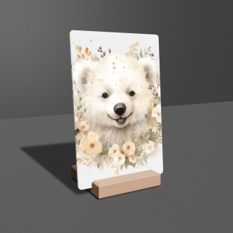 Acrylic glass Polar bear cub in flowers