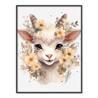 Baby goat in flowers