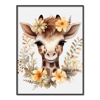 Baby giraffe in flowers