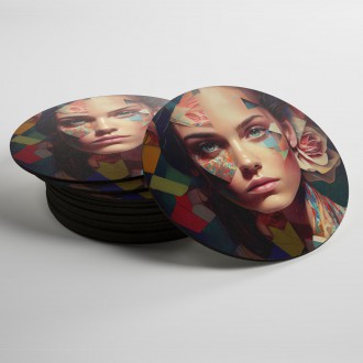 Coasters Face of a woman in mosaic 1