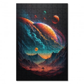 Wooden Puzzle Night view of space