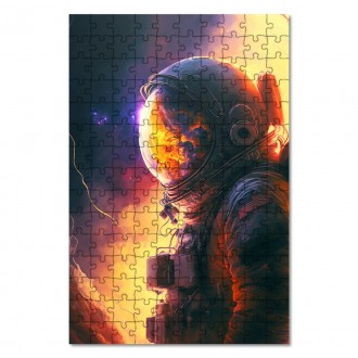 Wooden Puzzle Astronaut in a nebula