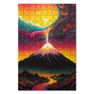 Wooden Puzzle Abstract volcano explosion