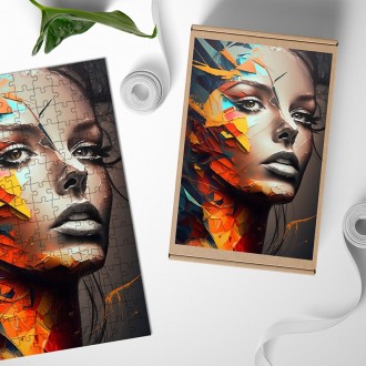 Wooden Puzzle Posterized face of a woman