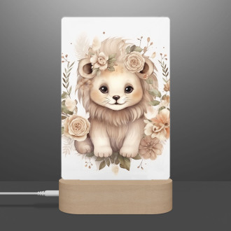 Lamp Lion cub in flowers