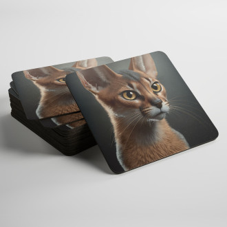 Coasters Abyssinian cat watercolor