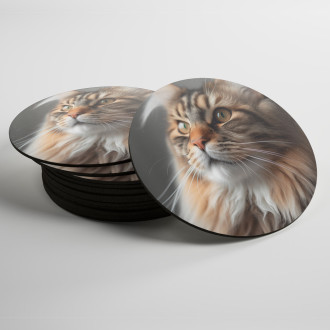 Coasters Maine Coon cat realistic