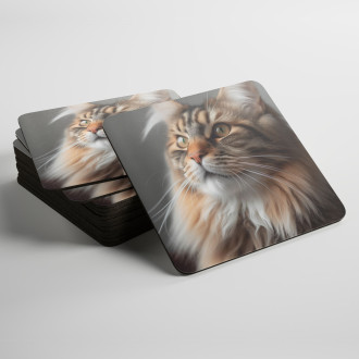 Coasters Maine Coon cat realistic