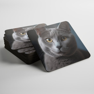 Coasters Russian Blue cat realistic