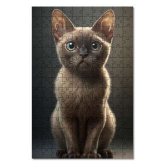 Wooden Puzzle Burmese cat watercolor