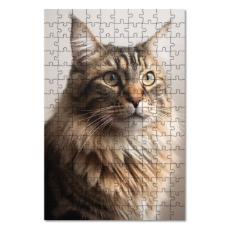 Wooden Puzzle Norwegian Forest cat realistic