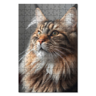 Wooden Puzzle Maine Coon cat realistic